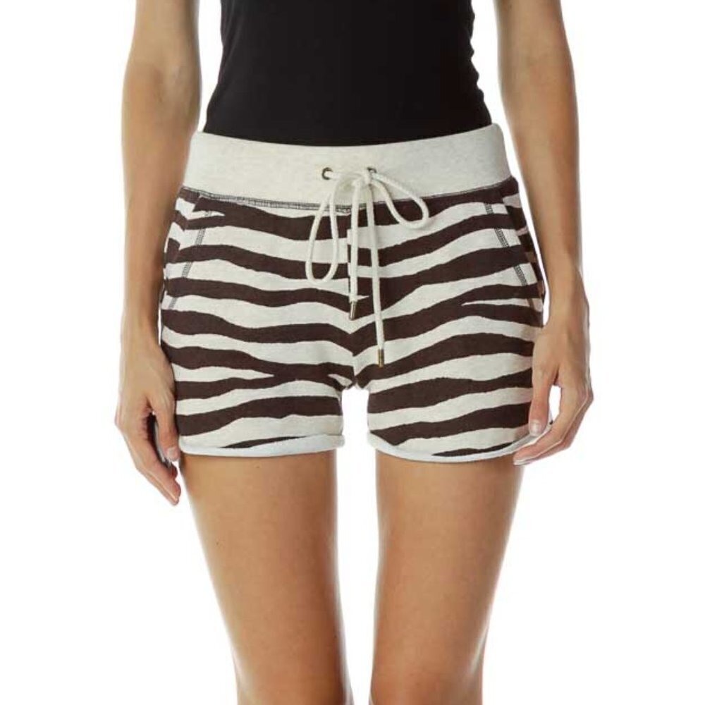 MICHAEL Michael Kors Brown Beige Striped Drawstring Shorts